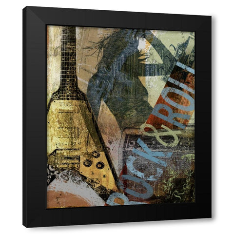 ROCK and ROLL Black Modern Wood Framed Art Print by Yang, Eric