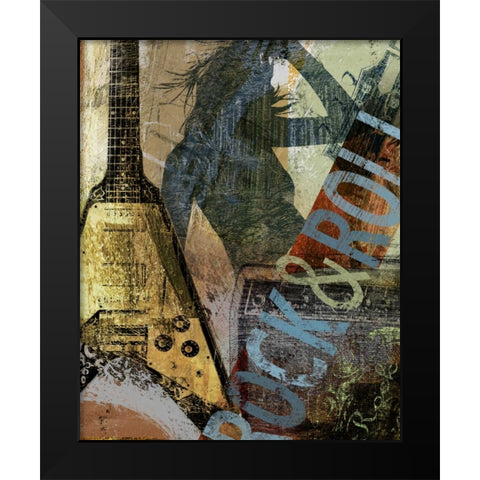 ROCK and ROLL Black Modern Wood Framed Art Print by Yang, Eric