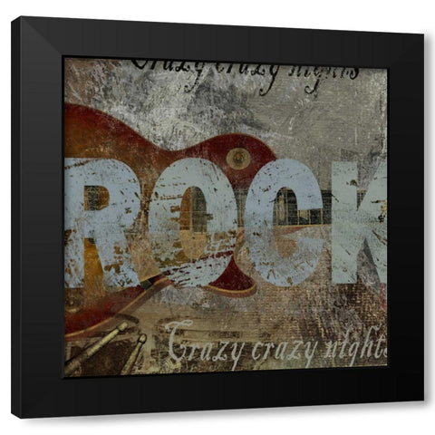 ROCK Black Modern Wood Framed Art Print by Yang, Eric