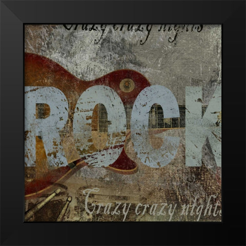 ROCK Black Modern Wood Framed Art Print by Yang, Eric