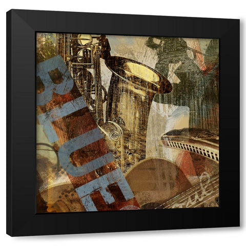 THE BLUES Black Modern Wood Framed Art Print by Yang, Eric