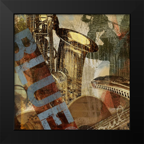 THE BLUES Black Modern Wood Framed Art Print by Yang, Eric