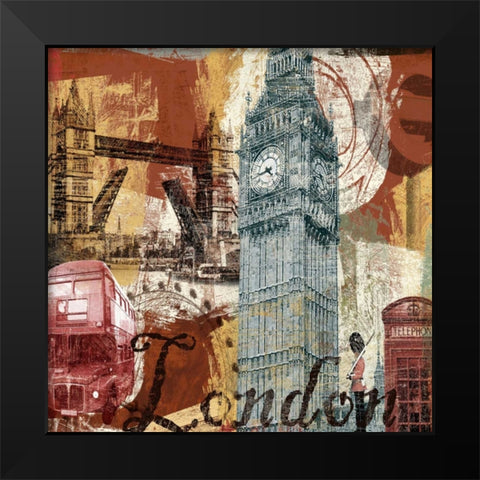 TOUR LONDON Black Modern Wood Framed Art Print by Yang, Eric