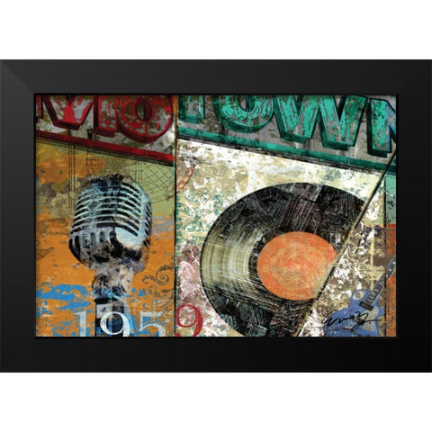 HITS TOWN 1959 Black Modern Wood Framed Art Print by Yang, Eric