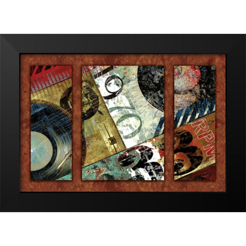 HITS TOWN 1970 - triptych Black Modern Wood Framed Art Print by Yang, Eric