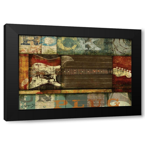 ROCK GUITAR Black Modern Wood Framed Art Print with Double Matting by Yang, Eric