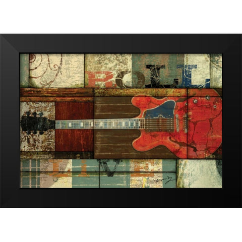 ROLL GUITAR Black Modern Wood Framed Art Print by Yang, Eric