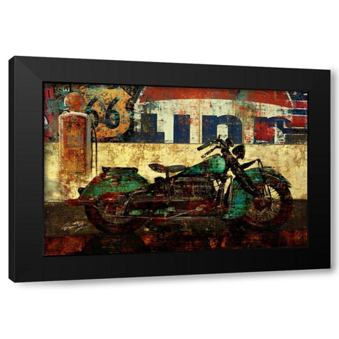 BIKE ROUTE 66 I Black Modern Wood Framed Art Print with Double Matting by Yang, Eric