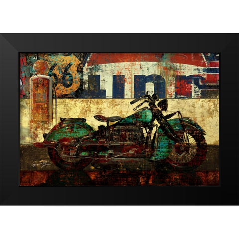 BIKE ROUTE 66 I Black Modern Wood Framed Art Print by Yang, Eric