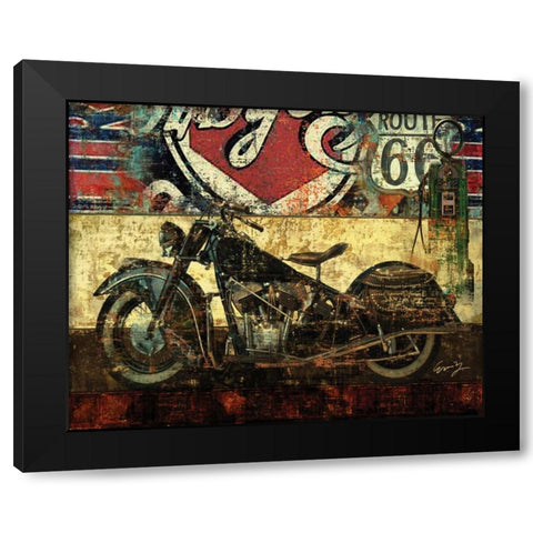 BIKE ROUTE 66 II Black Modern Wood Framed Art Print by Yang, Eric