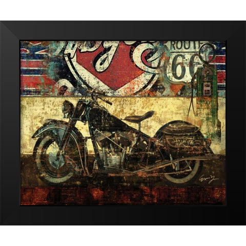 BIKE ROUTE 66 II Black Modern Wood Framed Art Print by Yang, Eric