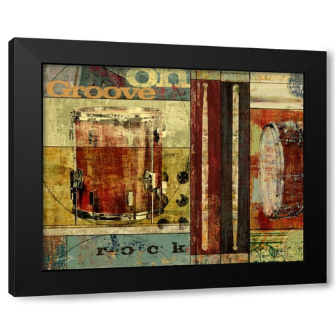 GROOVE ON Black Modern Wood Framed Art Print by Yang, Eric