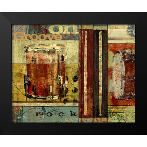 GROOVE ON Black Modern Wood Framed Art Print by Yang, Eric