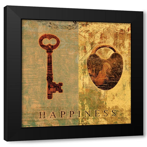 HAPPINESS Black Modern Wood Framed Art Print with Double Matting by Yang, Eric