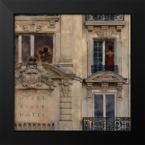 HEART BREAK HOTEL Black Modern Wood Framed Art Print by Yang, Eric