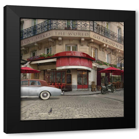 LOVE MAKES THE WORLD GO AROUND Black Modern Wood Framed Art Print with Double Matting by Yang, Eric