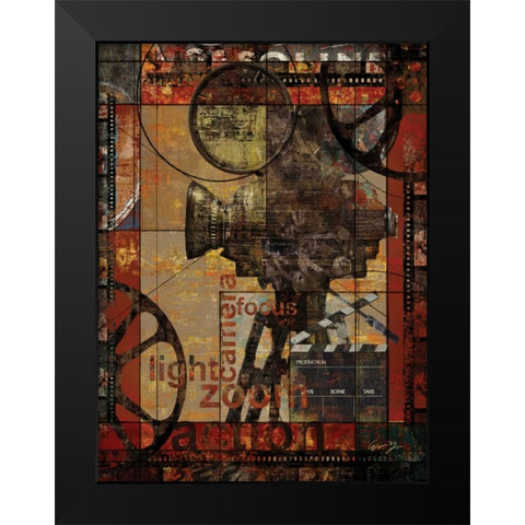 MOVIE CAMERA Black Modern Wood Framed Art Print by Yang, Eric