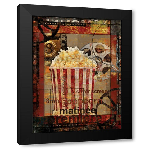 MOVIE POPCORN Black Modern Wood Framed Art Print by Yang, Eric