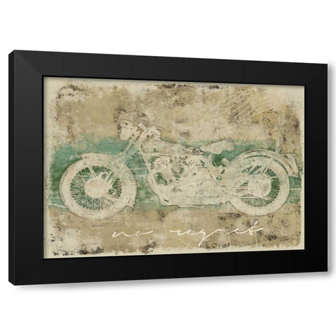 NO REGRET MOTORCYCLE Black Modern Wood Framed Art Print by Yang, Eric