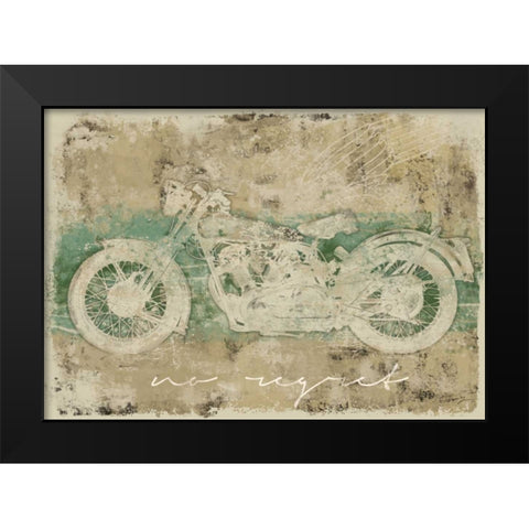 NO REGRET MOTORCYCLE Black Modern Wood Framed Art Print by Yang, Eric