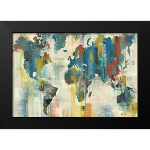 WORLD MAP Black Modern Wood Framed Art Print by Yang, Eric