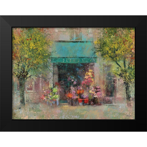 PROVENCE FLOWER SHOP Black Modern Wood Framed Art Print by Yang, Eric