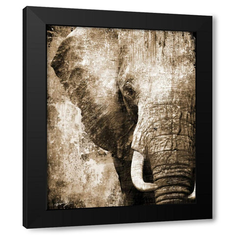 AFRICAN ANIMALS I - sepia Black Modern Wood Framed Art Print with Double Matting by Yang, Eric
