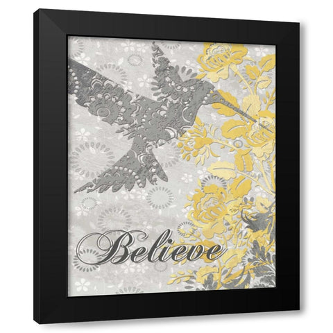 BELIEVE BIRD Black Modern Wood Framed Art Print by Ballantyne, Piper
