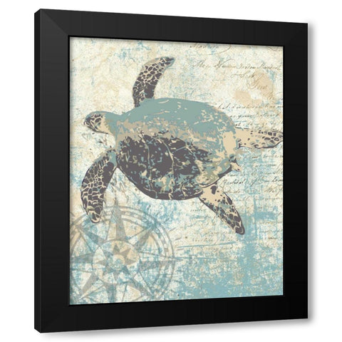 SEA TURTLES II Black Modern Wood Framed Art Print with Double Matting by Ballantyne, Piper