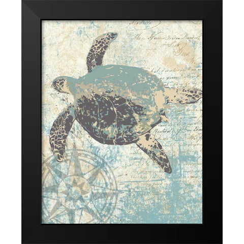 SEA TURTLES II Black Modern Wood Framed Art Print by Ballantyne, Piper
