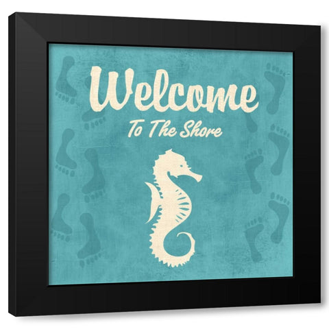 WELCOME TO THE SHORE Black Modern Wood Framed Art Print with Double Matting by Ballantyne, Piper