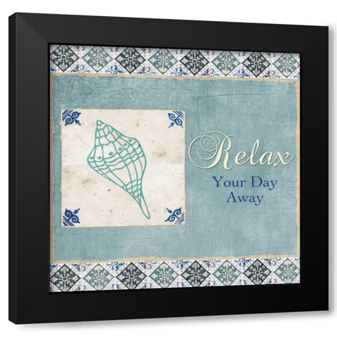 RELAX YOUR DAY AWAY Black Modern Wood Framed Art Print by Ballantyne, Piper