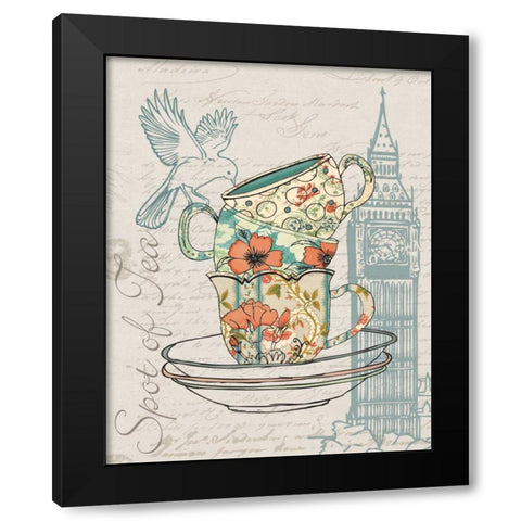 SPOT OF TEA Black Modern Wood Framed Art Print with Double Matting by Ballantyne, Piper