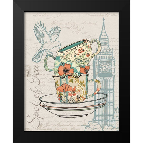 SPOT OF TEA Black Modern Wood Framed Art Print by Ballantyne, Piper