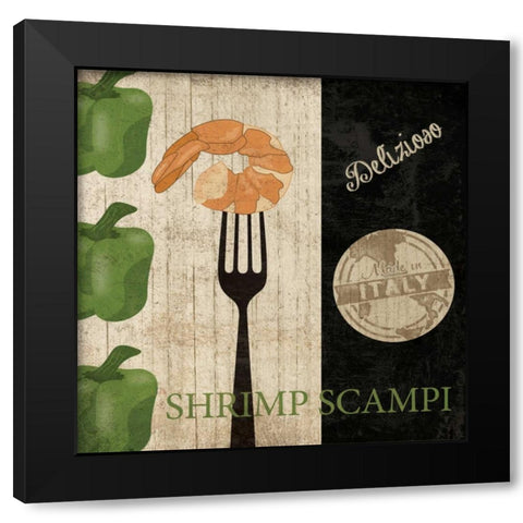 BIG NIGHT OUT - SHRIMP SCAMPI Black Modern Wood Framed Art Print with Double Matting by Ballantyne, Piper