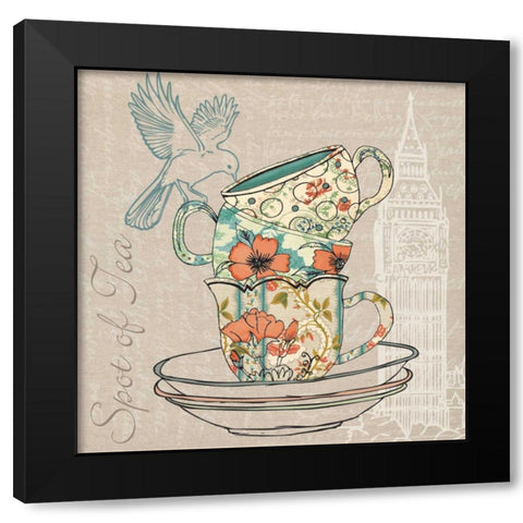 SPOT OF TEA Black Modern Wood Framed Art Print with Double Matting by Ballantyne, Piper