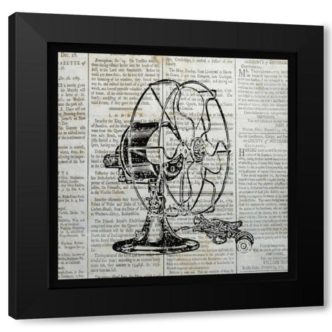 VINTAGE FAN Black Modern Wood Framed Art Print with Double Matting by Ballantyne, Piper