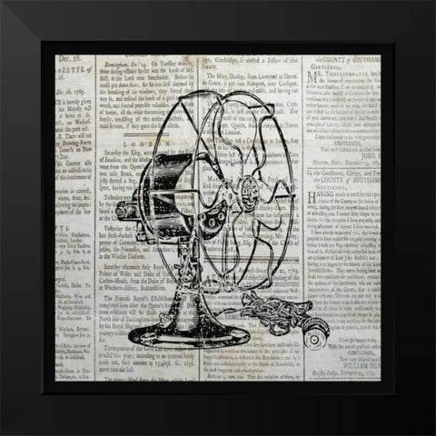 VINTAGE FAN Black Modern Wood Framed Art Print by Ballantyne, Piper
