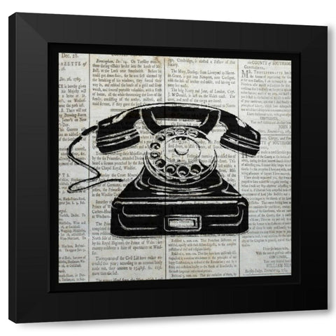 VINTAGE TELEPHONE Black Modern Wood Framed Art Print by Ballantyne, Piper