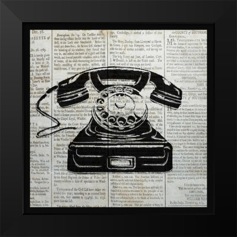 VINTAGE TELEPHONE Black Modern Wood Framed Art Print by Ballantyne, Piper