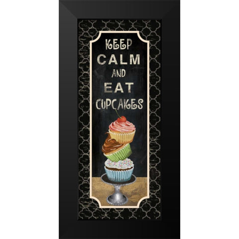 EAT CUPCAKES Black Modern Wood Framed Art Print by Ballantyne, Piper
