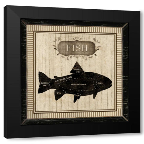 FISH Black Modern Wood Framed Art Print by Ballantyne, Piper