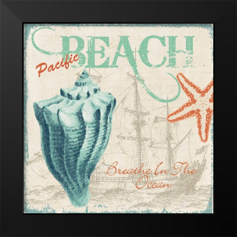 BREATHE IN THE OCEAN Black Modern Wood Framed Art Print by Ballantyne, Piper