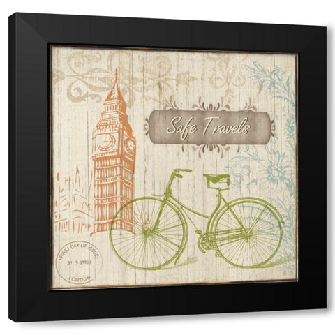 SAFE TRAVELS Black Modern Wood Framed Art Print by Ballantyne, Piper