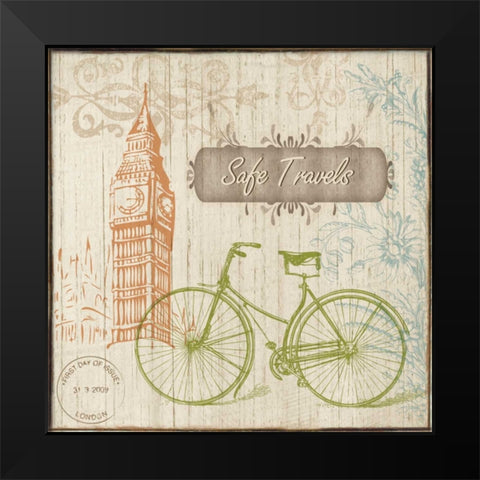 SAFE TRAVELS Black Modern Wood Framed Art Print by Ballantyne, Piper