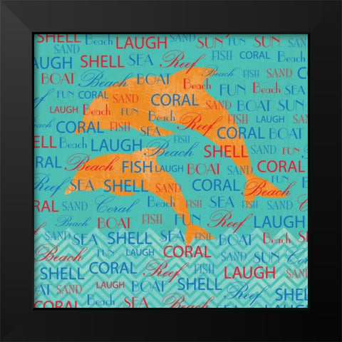 SPLASHING DOLPHINS Black Modern Wood Framed Art Print by Ballantyne, Piper