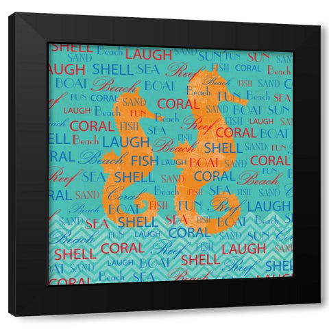 SWIMMING SEAHORSE Black Modern Wood Framed Art Print with Double Matting by Ballantyne, Piper