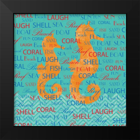 SWIMMING SEAHORSE Black Modern Wood Framed Art Print by Ballantyne, Piper