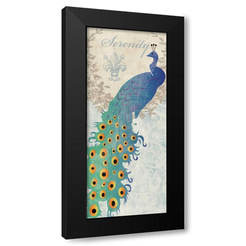SERENE PEACOCK Black Modern Wood Framed Art Print by Ballantyne, Piper