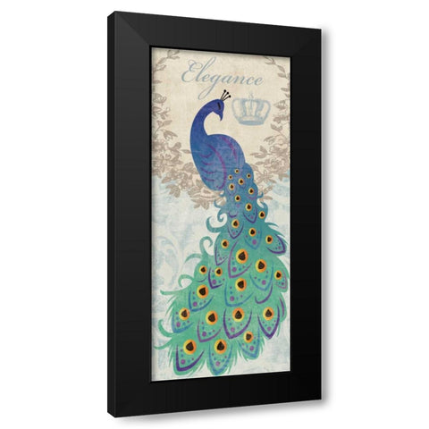 ELEGANT PEACOCK Black Modern Wood Framed Art Print with Double Matting by Ballantyne, Piper